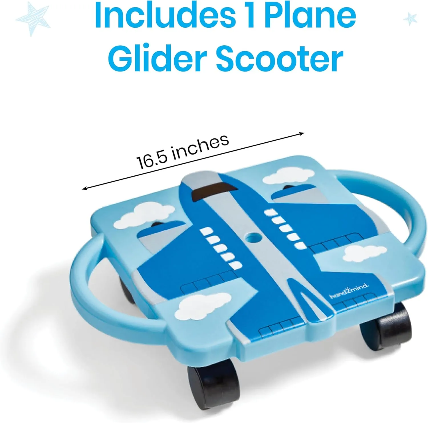 hand2mind Plane Glider Scooter Board, Floor Scooter Board, Gross Motor Toys, Kids Exercise & Physical Education Equipment, Playground Toys, Indoor Active Play, Toddler Outdoor Activities