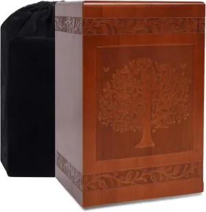 Handmade Solid Wooden Urn for Ashes,Cremation Urns for Ashes Adult Male Female,Eco Friendly Funeral Urn for Human or Pet with Velvet Bag,Holds 222 Cubic Lnch