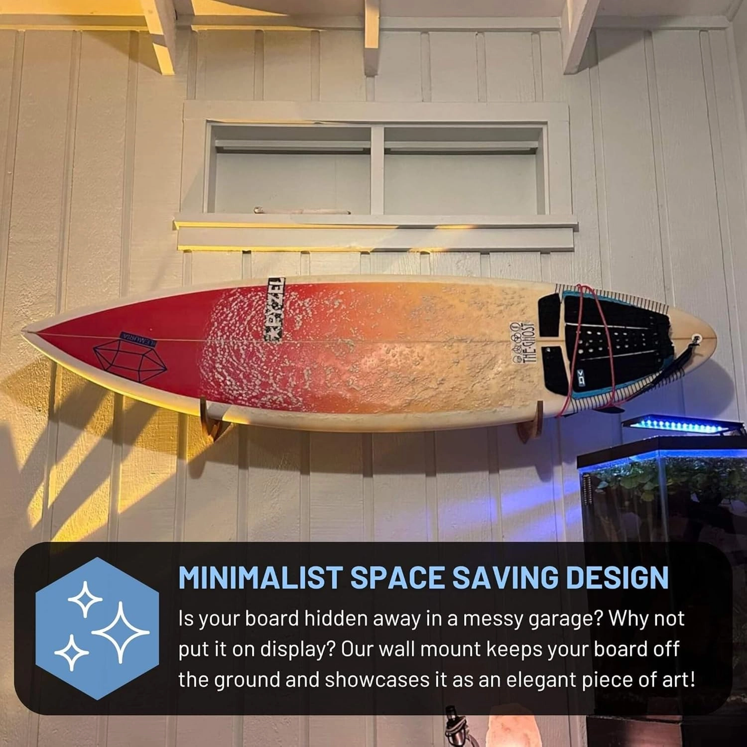 Hang 11 Surfboard Wall Mount - Surf Board Wall Hangers, Surfboard Mount, Beautiful Sustainable Wooden Rack, Perfect to Display Your Board, Surf Racks, Horizontal Hanger, Surfing Accessories