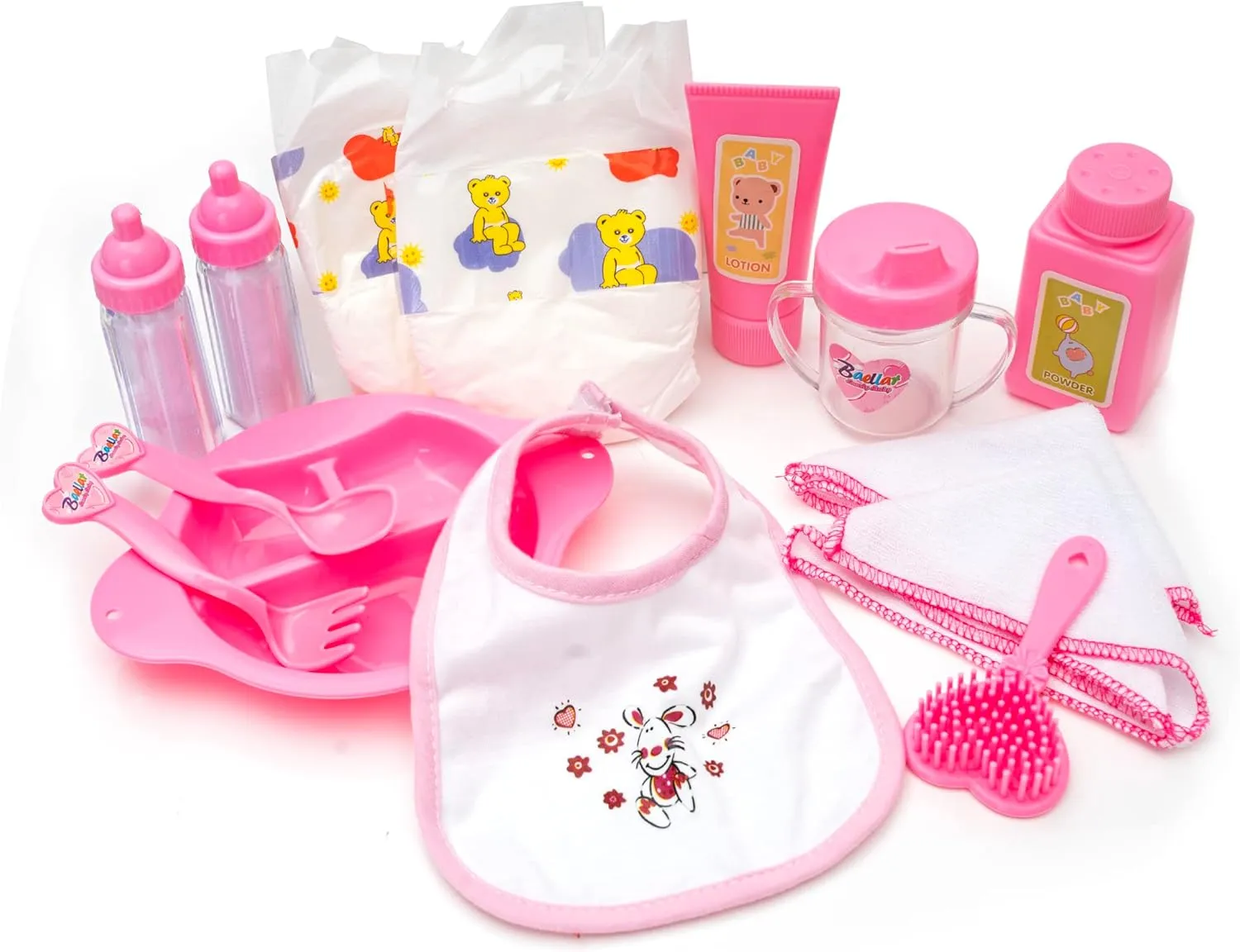 HappyVk- Baby Doll Diaper Bag with Doll Changing Pad and Doll Accessories Set - Handbag for Girls - Cute Embroidery