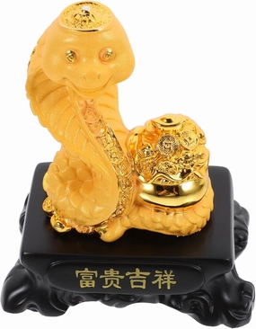 Happyyami Chic Zodiac Snake Decor Resin Snake Adornment for Home Office Party Synthetic Resin Craft with Fine Detail Unique Present for Snake Year Celebrations