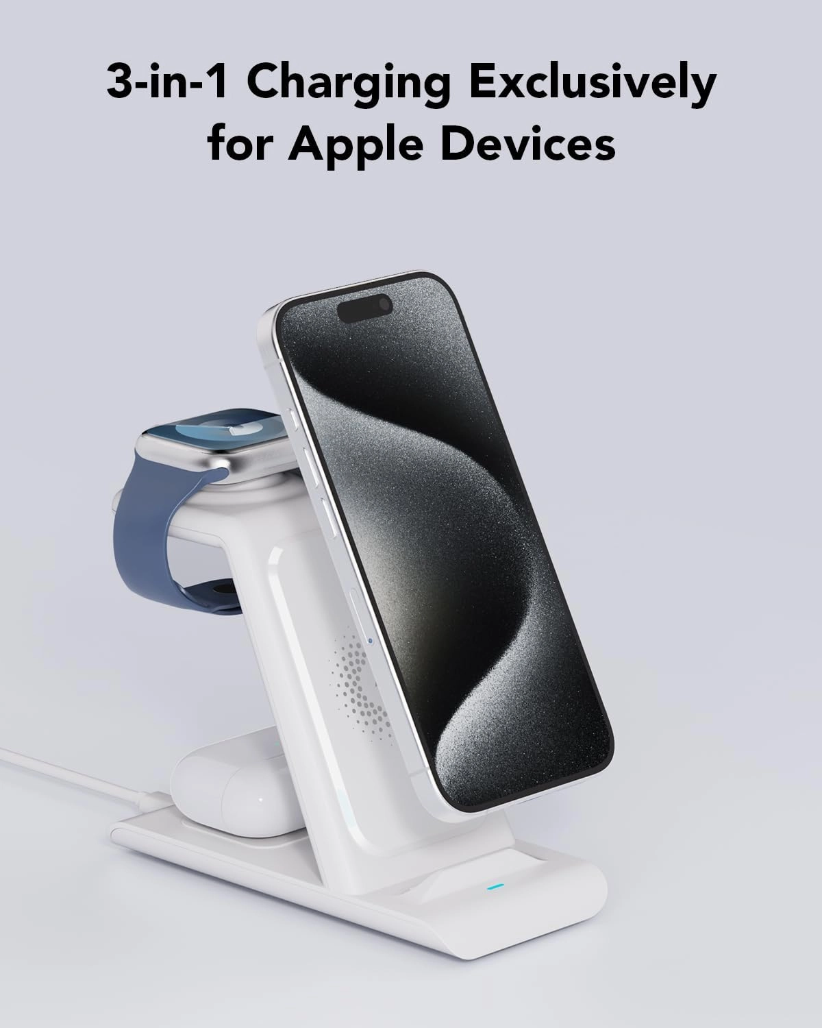 HATALKIN 3 in 1 Wireless Charging Station Compatible for Apple Products Multiple Devices Charger for Apple Watch ultra 10 9 8 7 SE 6 5 AirPods Pro iPhone 16 15 14 13 12 Pro Max/X/XS Fast Charger Stand