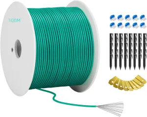 Headley Tools 100m Universal Lawnmower Boundary Wire Contains 50x Lawn Pegs 10x Wire Connectors 9X Titanium Blades Robotic Lawnmower Wire Compatible with Gardena/Husqvarna/Worx