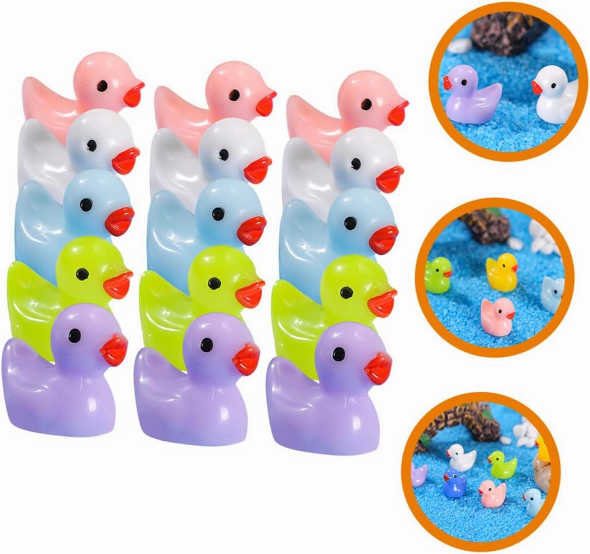 Hemoton 3sets 75pcs Mini Resin Ducks Tiny Duck Figurines for Garden Aquarium Dollhouse and Home Decor Resin Material for Creative Miniature Landscapes and Fairy Gardens 75pcs*3