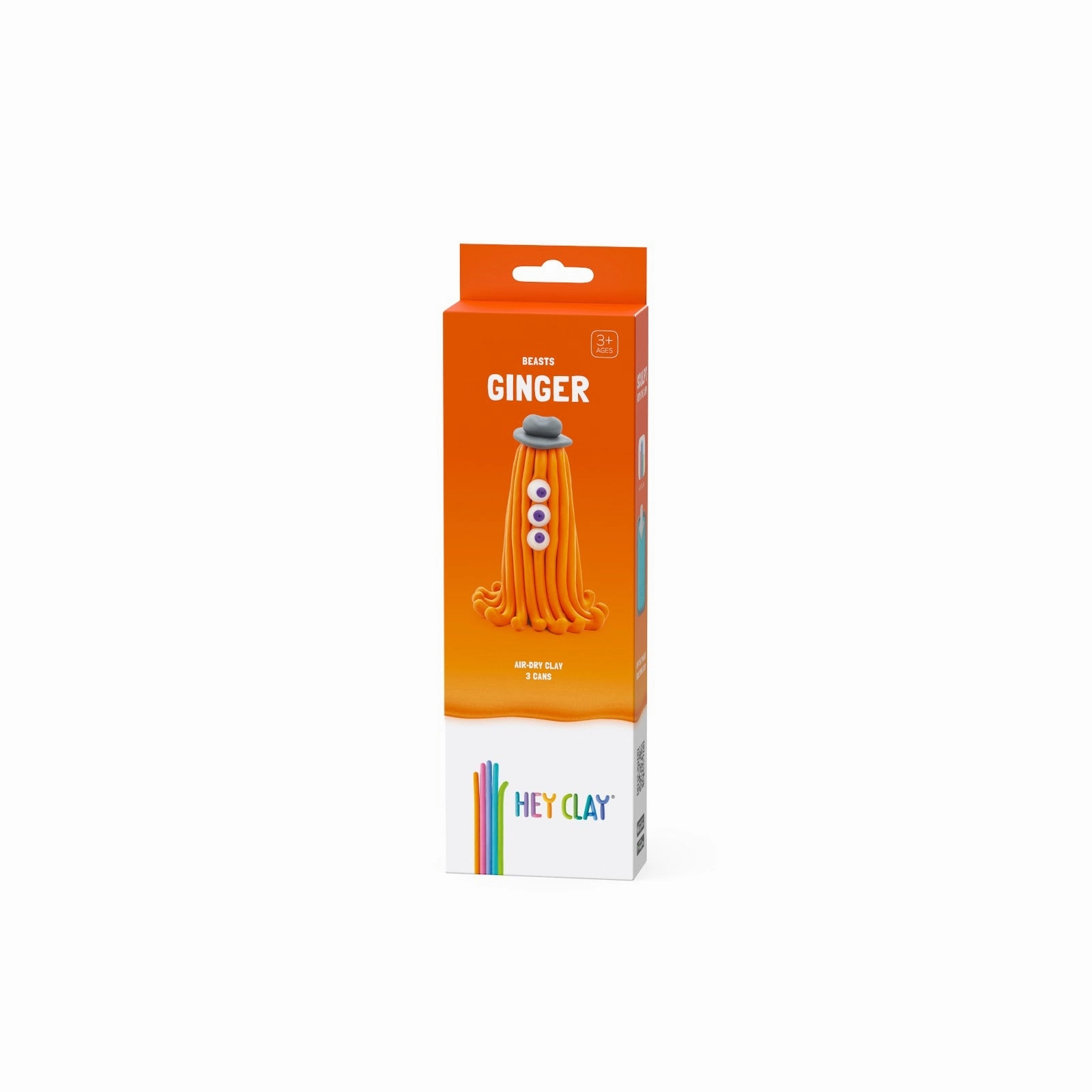 Hey Clay -  Diy Ginger Plastic Creative Modelling Air-Dry Clay For Kids 3 Cans-Multicolor
