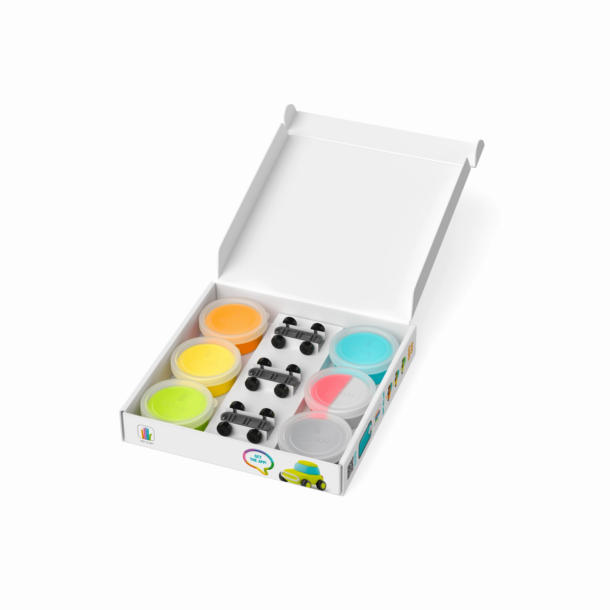 Hey Clay Eco Cars Air-Dry Clay Set with Multiple Cans for Creative Crafting Fun