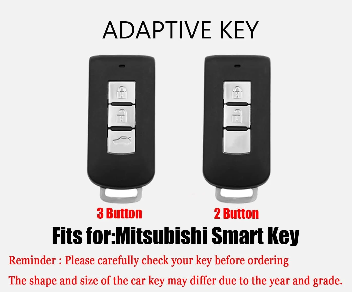 HIBEYO 2 Button Key Fob Cover for Mitsubishi Outlander Sport Eclipse Cross ASX Mirage RVR Lancer Fortis Ex Car Accessories with Keychains Metal &Leather Key Case-2 Button Red