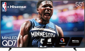 Hisense 55" Class QD7 Series Mini-LED 4K UHD Smart Fire TV (55QD7QF, 2025 Model) - QLED, HDR10 , Dolby Vision, Dolby Atmos, Game Mode Plus, ALLM, Alexa Built in with Voice Remote, Streaming TV, Black