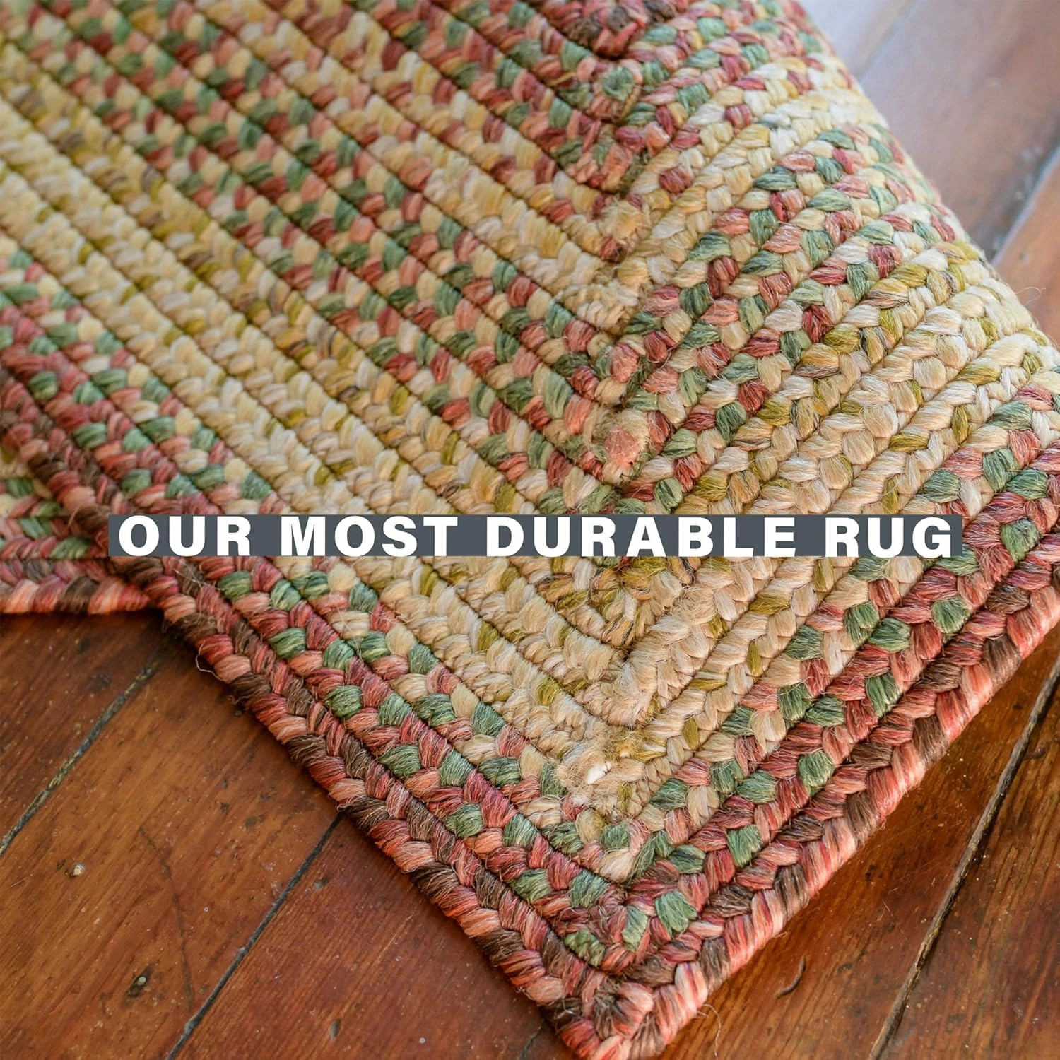 Homespice Barcelona Red and Gold Braided Runner Rug 22"x72" Rectangle - Indoor & Outdoor - Rustic Country Decor for Kitchen, Bathroom, Everywhere