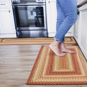 Homespice Barcelona Red and Gold Braided Runner Rug 22"x72" Rectangle - Indoor & Outdoor - Rustic Country Decor for Kitchen, Bathroom, Everywhere