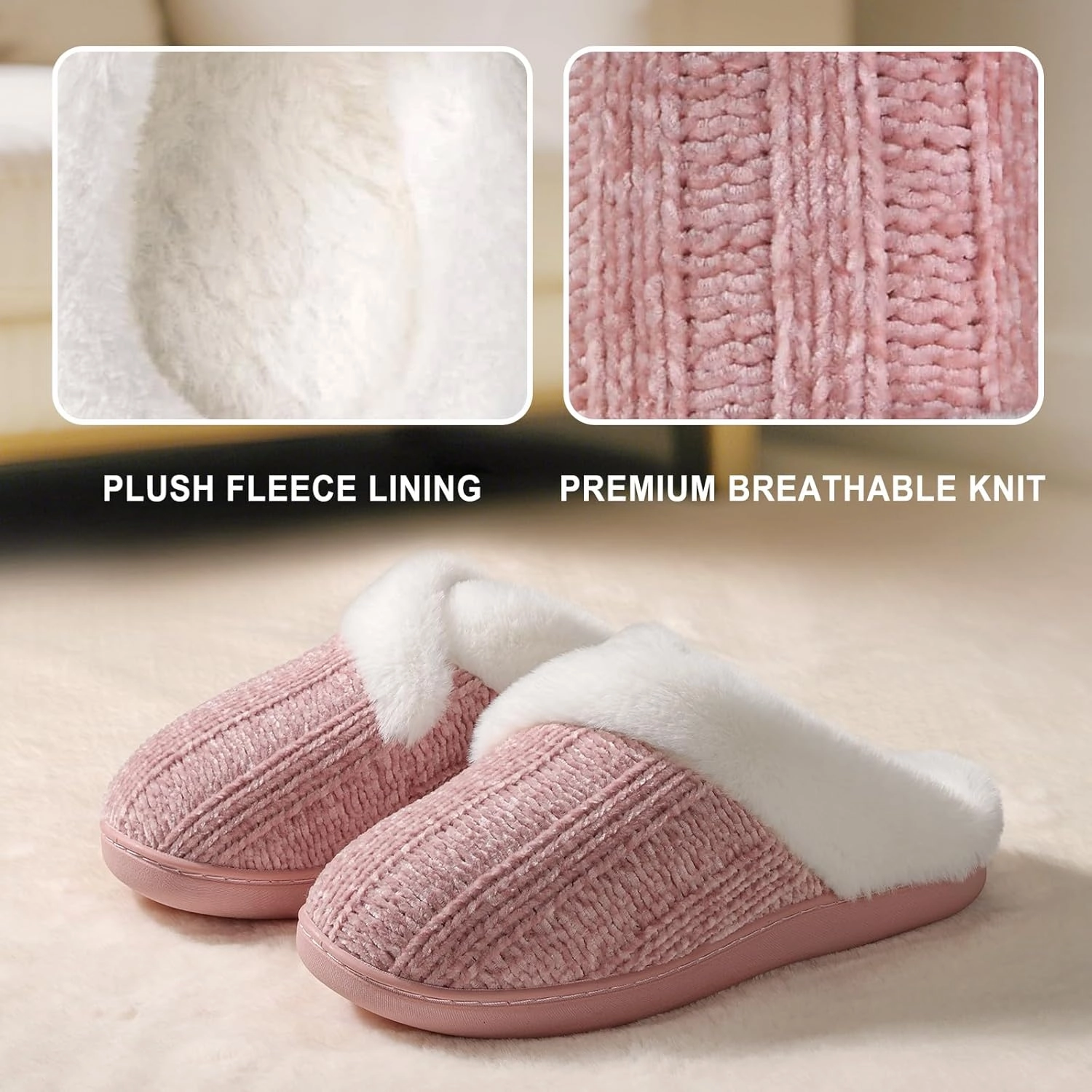 Homitem Fuzzy Slippers for Women Indoor and Outdoor Fluffy Bedroom House Shoes with Arch Support Memory Foam Winter Warm Ladeis Cute Comfy Cozy