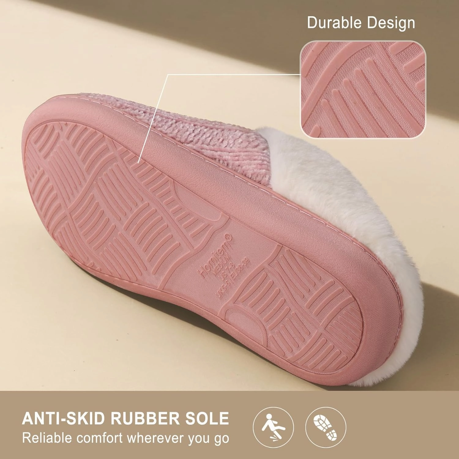 Homitem Fuzzy Slippers for Women Indoor and Outdoor Fluffy Bedroom House Shoes with Arch Support Memory Foam Winter Warm Ladeis Cute Comfy Cozy