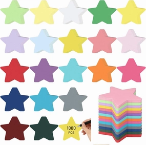 Honoson 1000 Pcs Star Cutouts Paper 3.9 Inch Assorted Color Cut Outs Star Shaped Die Cuts Paper DIY Craft Projects Back to School Classroom Bulletin Board Decor