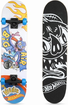 Hot Wheels 31 inch Skateboard, 9-ply Maple Desk Skate Board for Cruising, Carving, Tricks and Downhill