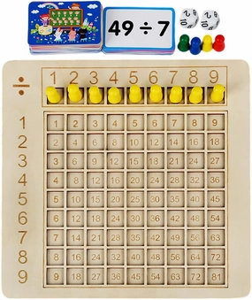 HOTBEST Wooden Math Multiplication Board/Division Board, Montessori Hundred Board, Math Table Board Game, Educational Preschool Learning Counting Toys for Toddlers Kids (Division Board)