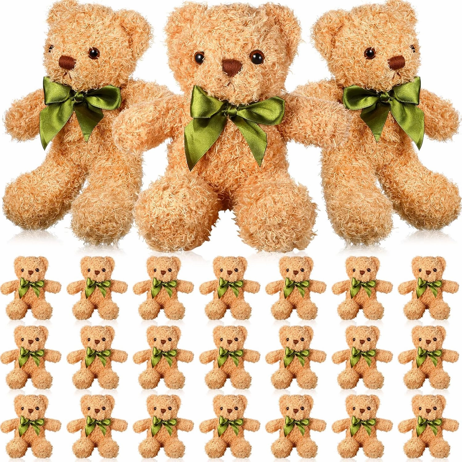 HyDren 24 Pcs Bear Stuffed Animals Bulk Cute Bear Plush Doll for Kids 10 Inch Children's Sleeping and Playing Toy Preschool Animals with Bow for Baby Shower Wedding Graduation Birthday Party