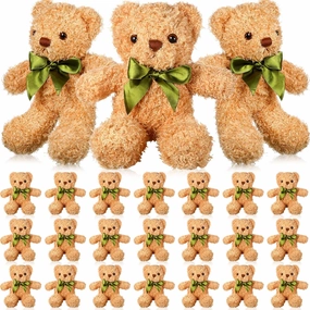 HyDren 24 Pcs Bear Stuffed Animals Bulk Cute Bear Plush Doll for Kids 10 Inch Children's Sleeping and Playing Toy Preschool Animals with Bow for Baby Shower Wedding Graduation Birthday Party