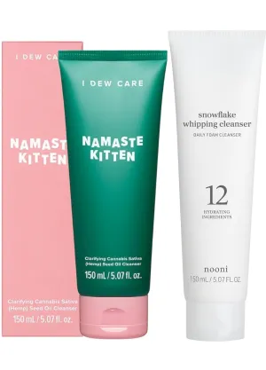 I DEW CARE Korean Acne Face Wash - Namaste Kitten   NOONI Korean Facial Clenaser - Snowflake Whipping Cleanser 5.07 Fl Oz Bundle