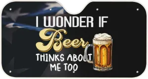 I Wonder If Beer Thinks About Me Too Kangweida Stay Cool Car Windshield Sunshade Sun Protection