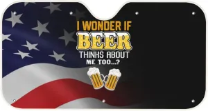 I Wonder If Beer Thinks About Me Too Kangweida Stay Cool Car Windshield Sunshade Sun Protection