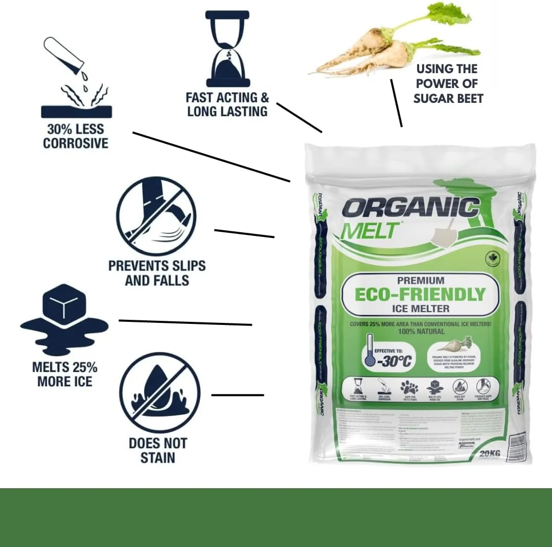 Ice Melt Safe for Concrete, Sidewalks, and Driveways – Pet-Friendly Snow Salt and Ice Melter – Organic Melt Granular De-Icing Product – Eco-Friendly, 20kg (44.1lbs) Bag