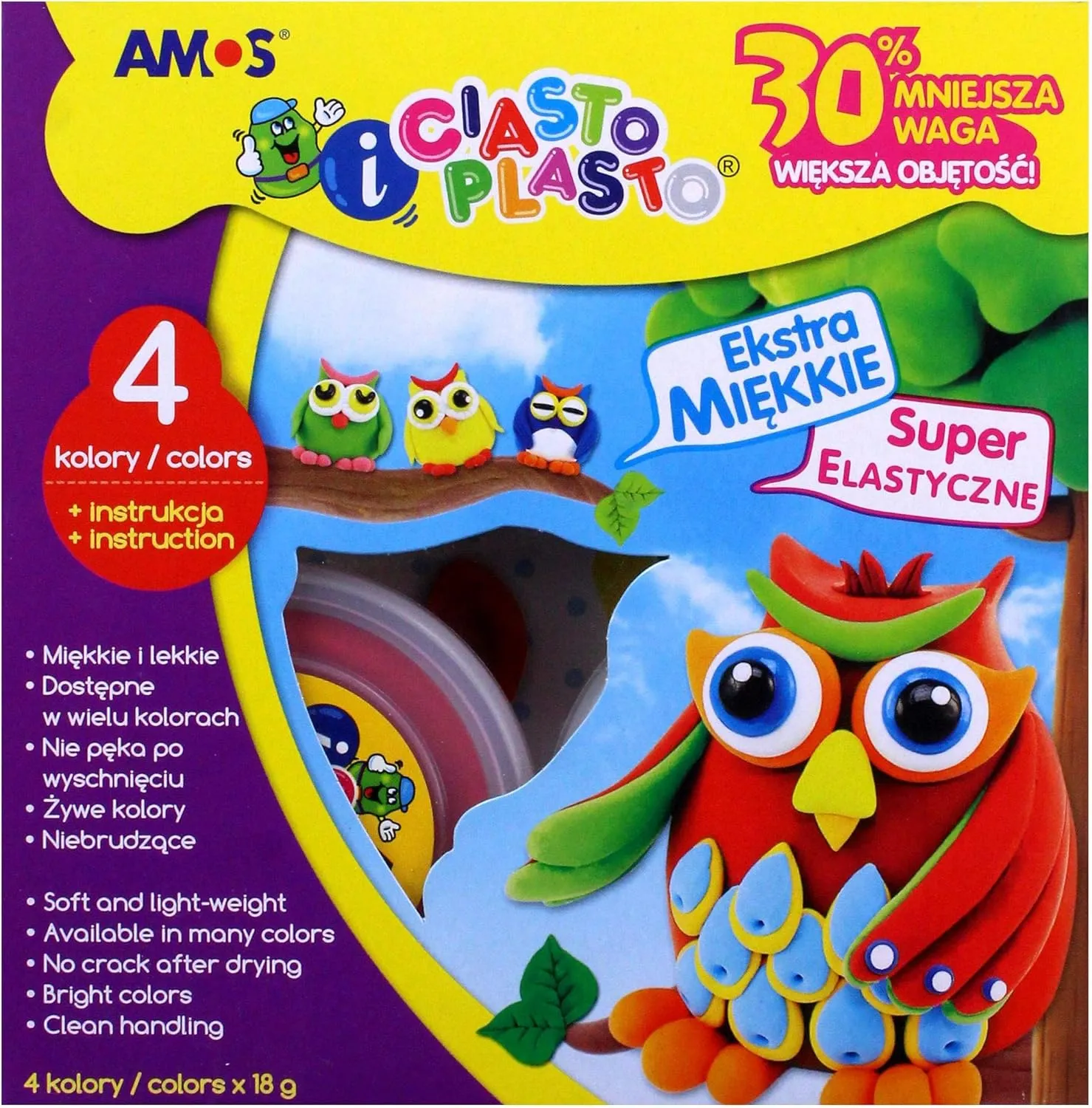 iCLAY AMOS (magic clay) 4 colours, no more mess, non-toxic, playdoh