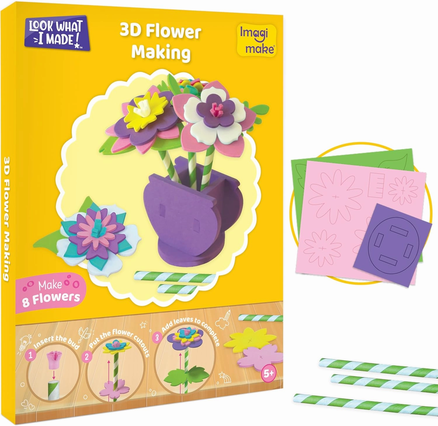 Imagimake Craft Kit - Arts and Crafts for Kids Ages 5  - Air Dry Clay, Paper Quilling, Stamp Art - 3-in-1 Arts and Crafts Kit - Gifts for 5, 6, 7, 8 Year Olds