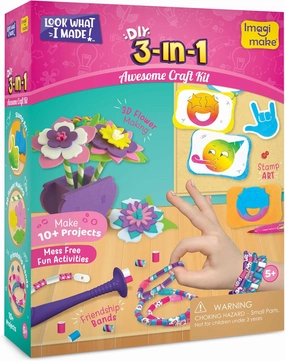 Imagimake Craft Kit - Arts and Crafts for Kids Ages 5  - Air Dry Clay, Paper Quilling, Stamp Art - 3-in-1 Arts and Crafts Kit - Gifts for 5, 6, 7, 8 Year Olds