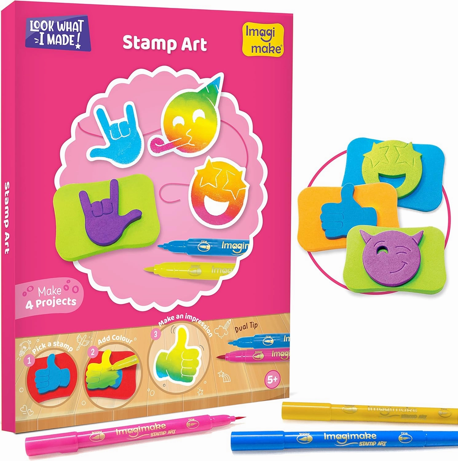 Imagimake Craft Kit - Arts and Crafts for Kids Ages 5  - Air Dry Clay, Paper Quilling, Stamp Art - 3-in-1 Arts and Crafts Kit - Gifts for 5, 6, 7, 8 Year Olds