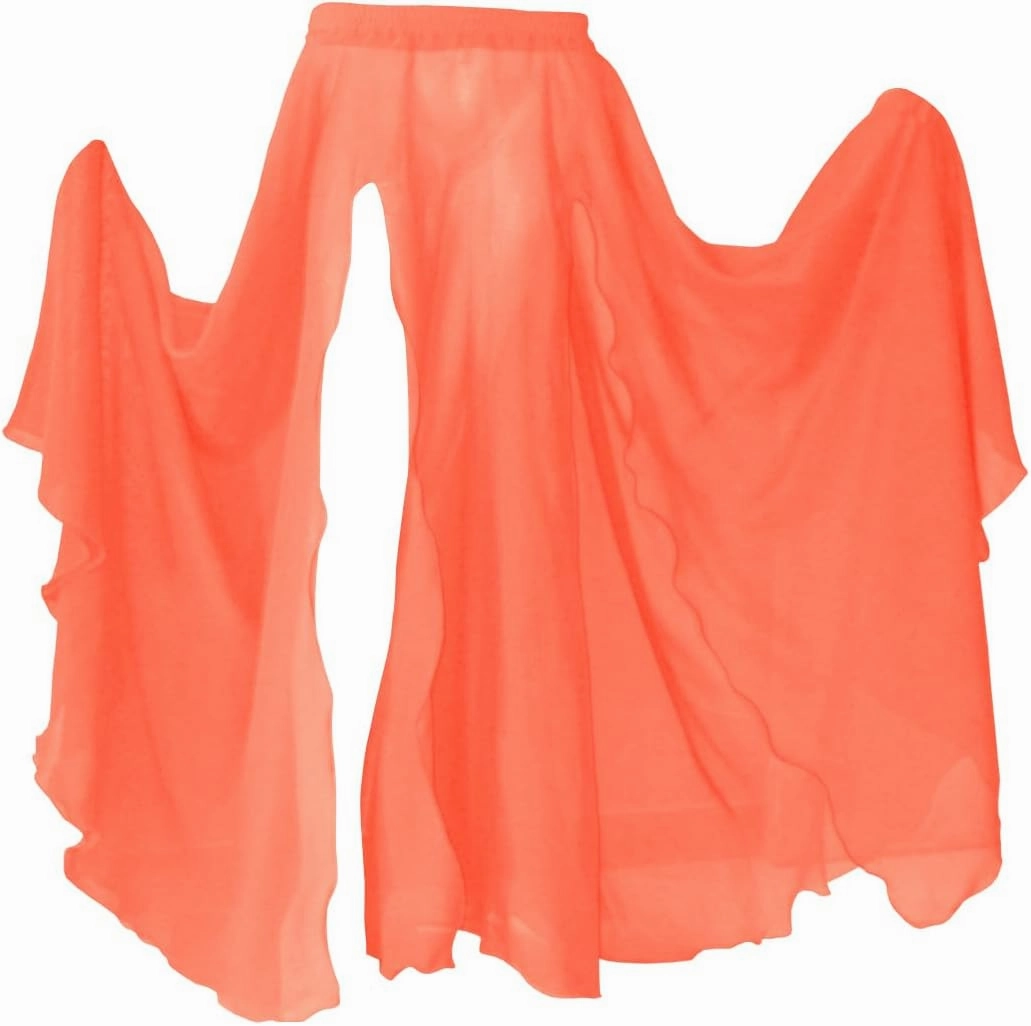 Indian Trendy Women's Full/Ankle Length 2 Front Slit Chiffon Skirt Full Circle Swing Belly Dance 9 Yard