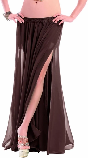 Indian Trendy Women's Full/Ankle Length 2 Side Slit Chiffon Skirt Full Circle Swing Belly Dance 9 Yard