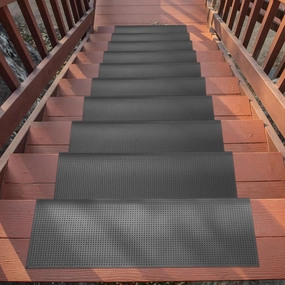 Indoor/Outdoor Hose-Wash Fingertip Nibs Design Non-Slip Rubber 10" x 30" Modern Stair Treads for Stairs, Garage, Patio, 5 Pack, Black Nib