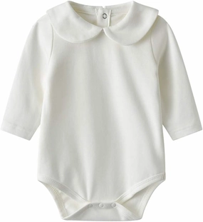Infant Baby Girls Bodysuit Peter Pan Doll Collar Super Soft Cotton Romper One-Piece Outfit 0-24 Months