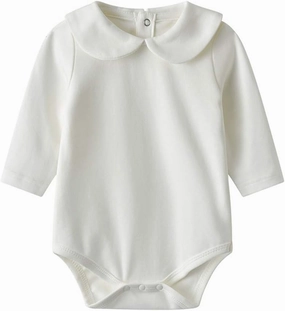 Infant Baby Girls Bodysuit Peter Pan Doll Collar Super Soft Cotton Romper One-Piece Outfit 0-24 Months