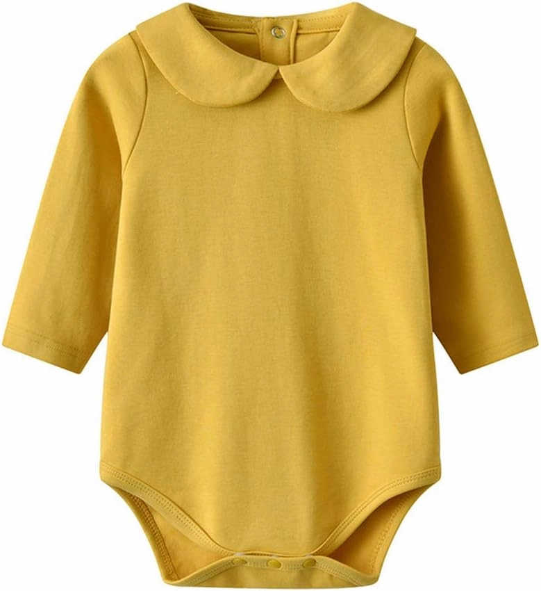 Infant Baby Girls Bodysuit Peter Pan Doll Collar Super Soft Cotton Romper One-Piece Outfit 0-24 Months