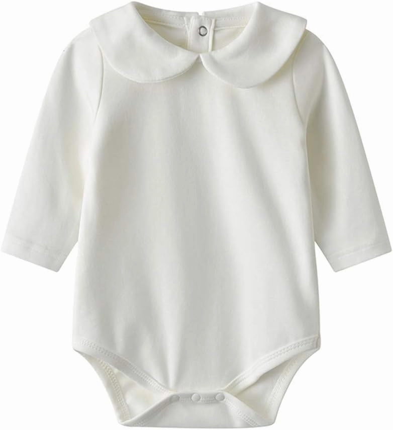 Infant Baby Girls Bodysuit Peter Pan Doll Collar Super Soft Cotton Romper One-Piece Outfit 0-24 Months