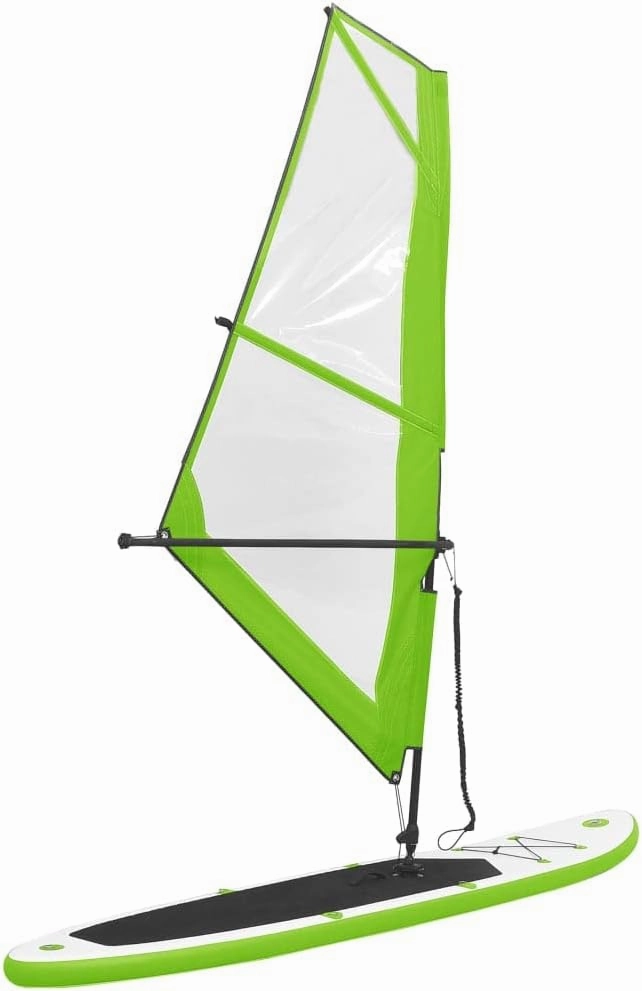 Inflatable Stand Up Paddleboard with Sail Set,with Premium SUP Accessories,Carry Bag,Wide Stance,Bottom Fin for Paddling, Surf Control,Repair kit,Non-Slip Deck,Green and White【Designed for Adults】