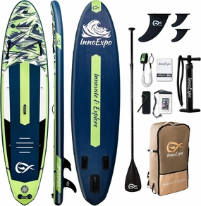InnoExpo 11' Inflatable Stand Up Paddle Boards with Premium Accessories, Wide Stable SUP Paddle Board Design, Non-Slip Comfort Deck for Youth & Adults