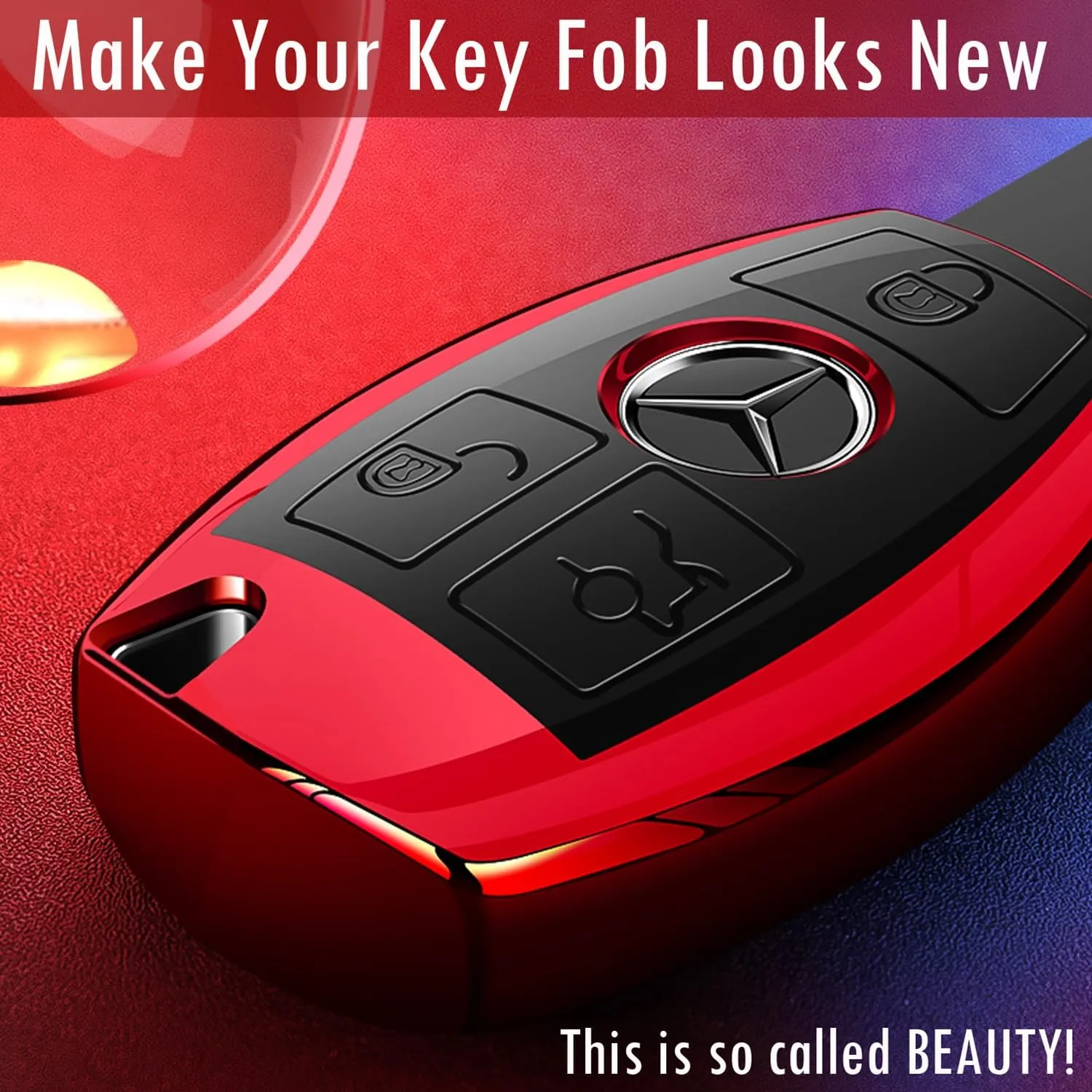Intermerge for Mercedes Benz Key Fob Cover, Premium Soft TPU Key Case Cover Compatible with Mercedes Benz C E S M CLS CLK G Class Keyless Smart Key Fob_Silver