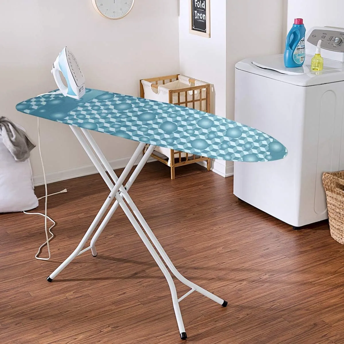 Ironing Board Cover and Pad, Extra-Wide, Fits 18" x 49" Board, Thick Padding, Scorch & Stain Resistant, with Fasteners & Mesh Cloth