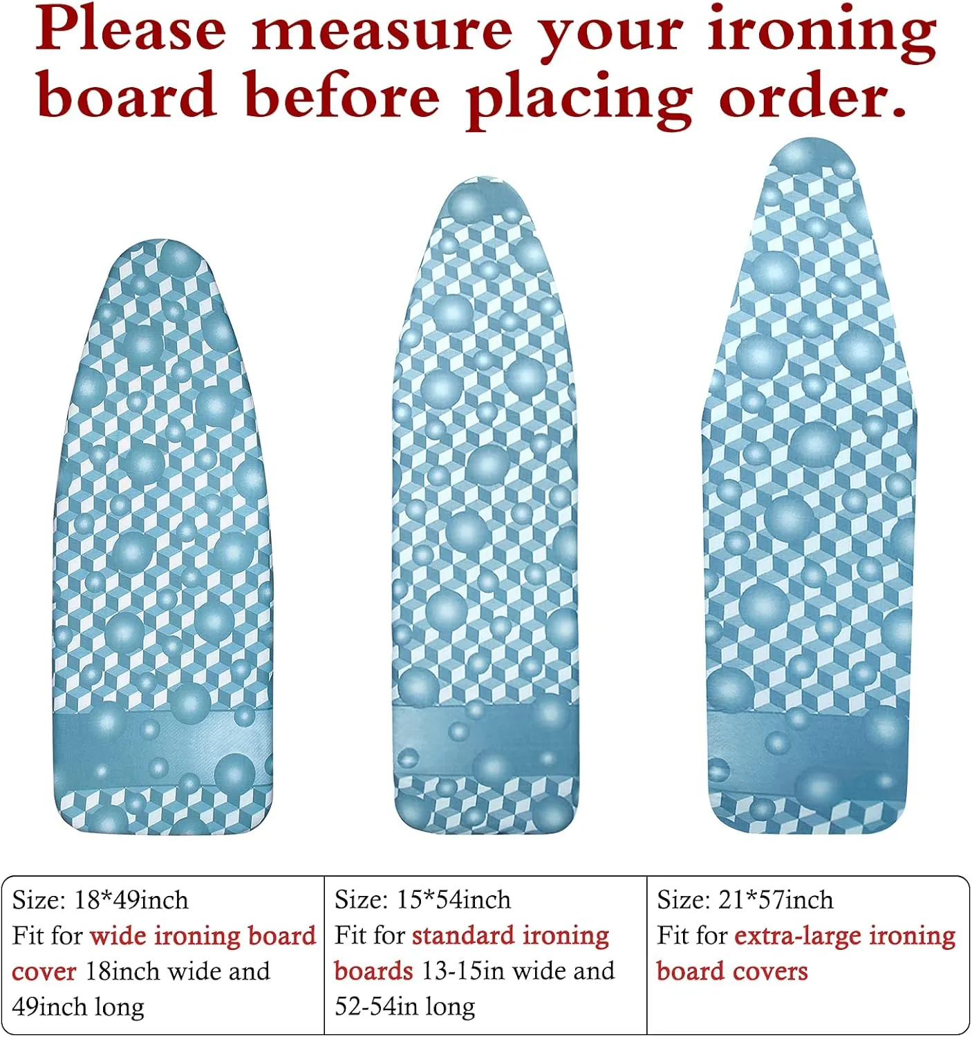 Ironing Board Cover and Pad, Extra-Wide, Fits 18" x 49" Board, Thick Padding, Scorch & Stain Resistant, with Fasteners & Mesh Cloth