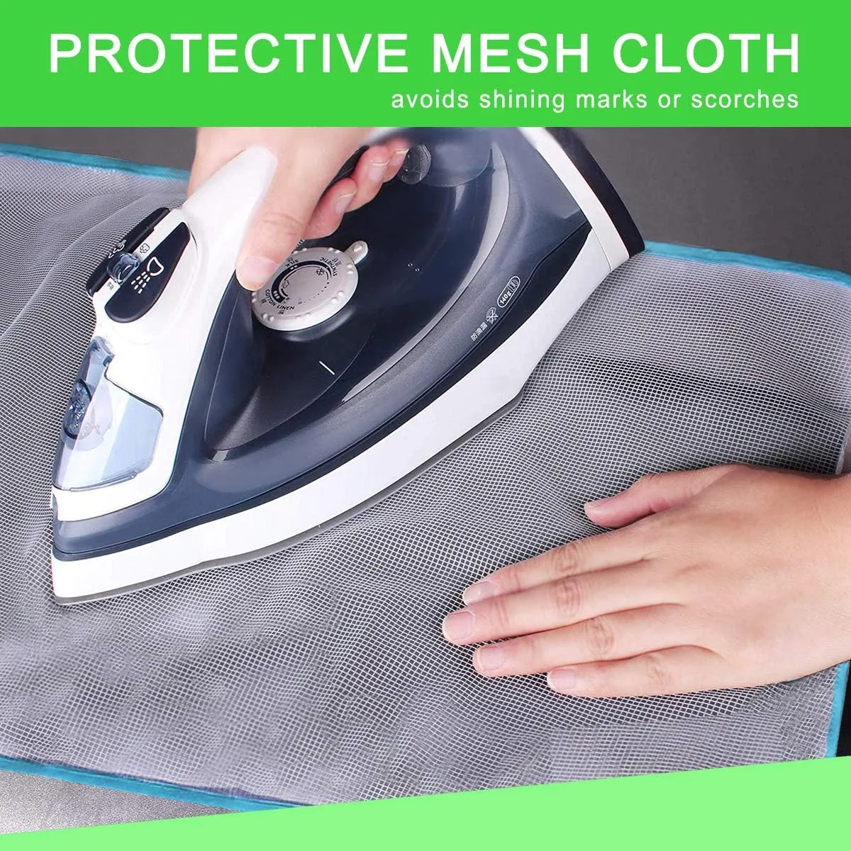 Ironing Board Cover and Pad, Extra-Wide, Fits 18" x 49" Board, Thick Padding, Scorch & Stain Resistant, with Fasteners & Mesh Cloth