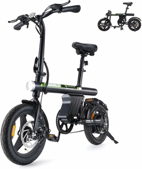 isinwheel U1 Electric Bike, 500W Motor, 20 mph, Folding Ebike, 14"/16"/20" Adults Electric Bicycles, 280.8Wh Battery, 25 Miles PAS Range, Black, Disc Brake, Aluminum Alloy Wheels
