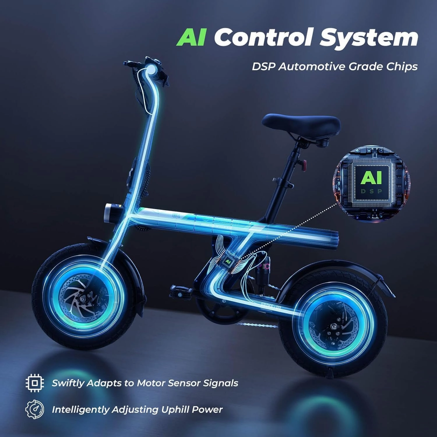 isinwheel U1 Electric Bike, 500W Motor, 20 mph, Folding Ebike, 14"/16"/20" Adults Electric Bicycles, 280.8Wh Battery, 25 Miles PAS Range, Black, Disc Brake, Aluminum Alloy Wheels