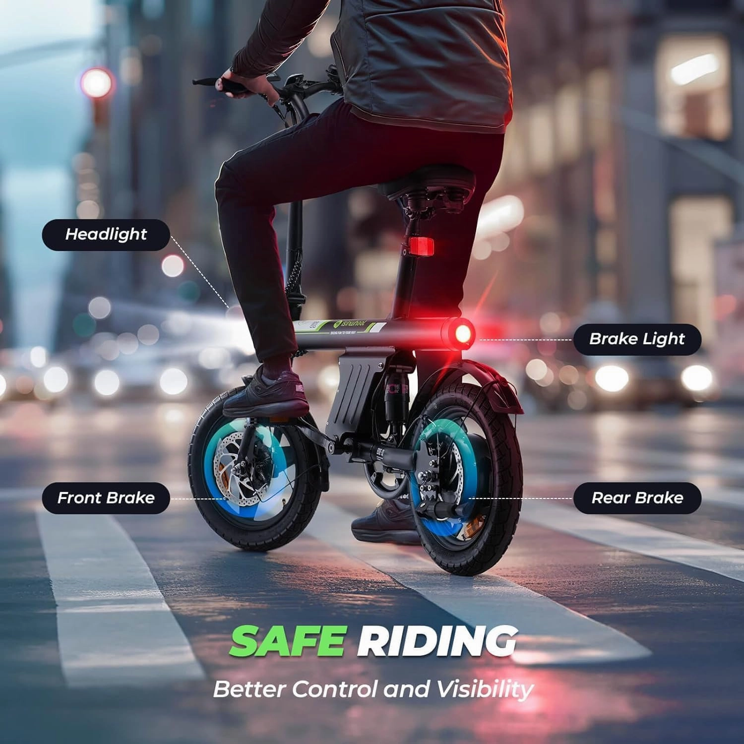 isinwheel U1 Electric Bike, 500W Motor, 20 mph, Folding Ebike, 14"/16"/20" Adults Electric Bicycles, 280.8Wh Battery, 25 Miles PAS Range, Black, Disc Brake, Aluminum Alloy Wheels