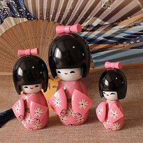 Japanese Doll Kimono Doll （3 Pieces in 1 Set Home Decor Restaurant Bedroom Decorations Dolls for Girls Women Novelty Style 1