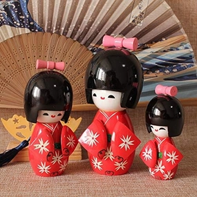 Japanese Doll Kimono Doll （3 Pieces in 1 Set） Home Decor Restaurant Bedroom Decorations Dolls for Girls Women Novelty Style 7