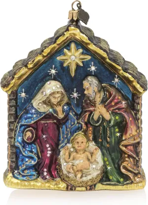 Jay Strongwater Holy Family Glass Ornament