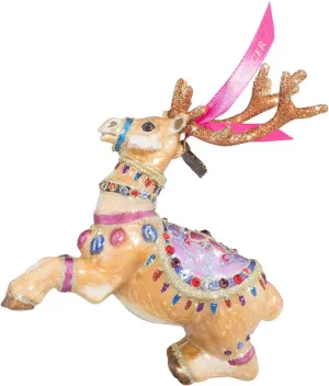Jay Strongwater Prancer Reindeer Glass Christmas Ornament