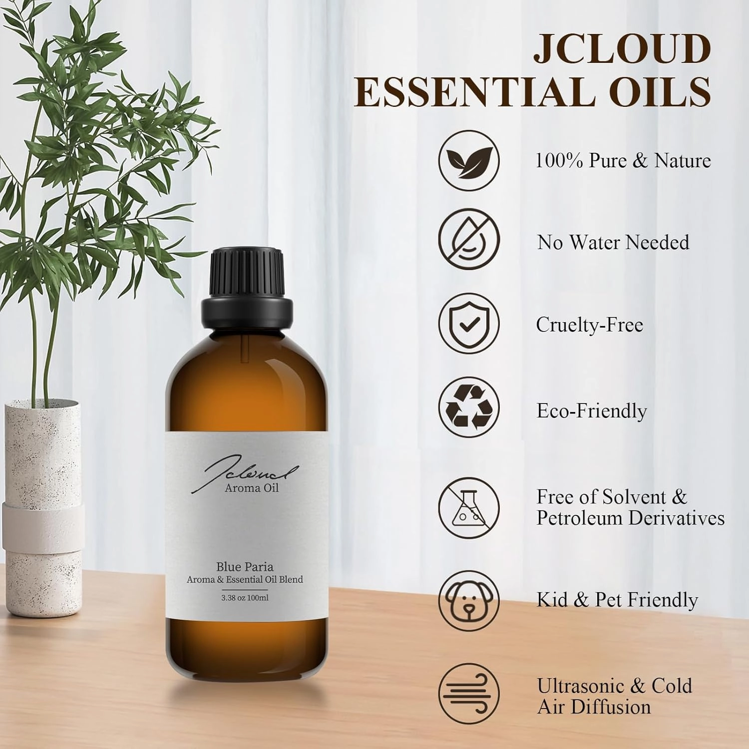 JCLOUD Blue Paria Essential Oil for Scent Air Machine | Hotel Scent - Pure Aromatherapy Diffuser Oil with Lavender and Patchouli, Home Luxury & Hotel Scents for Essential Oil Diffusers - 100mL